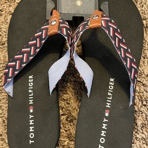 Tommy Hilfiger Black and Brown Patterned Men's Sandals